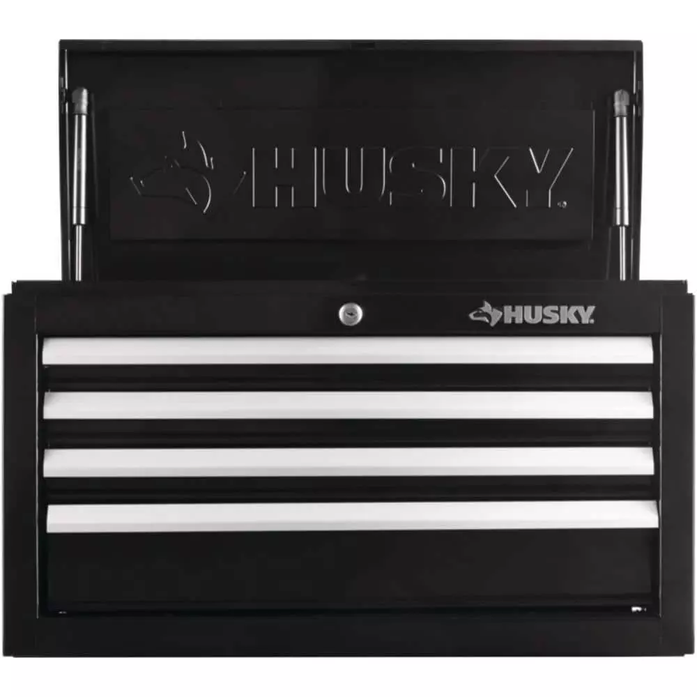 Husky 26 in. W x 12 in. D Standard Duty 4-Drawer Top Tool Chest in Gloss Black 7 Husky 26 in. W x 12 in. D Standard Duty 4-Drawer Top Tool Chest in Gloss Black - Image 5