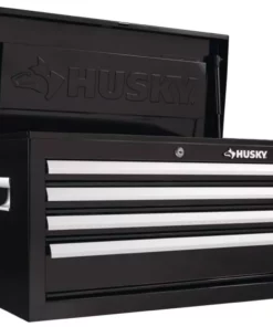 Husky 26 in. W x 12 in. D Standard Duty 4-Drawer Top Tool Chest in Gloss Black 31 Husky 26 in. W x 12 in. D Standard Duty 4-Drawer Top Tool Chest in Gloss Black -Deals Hand Tools Zone Store gloss black husky top tool chests hkst98065bk 31 1000