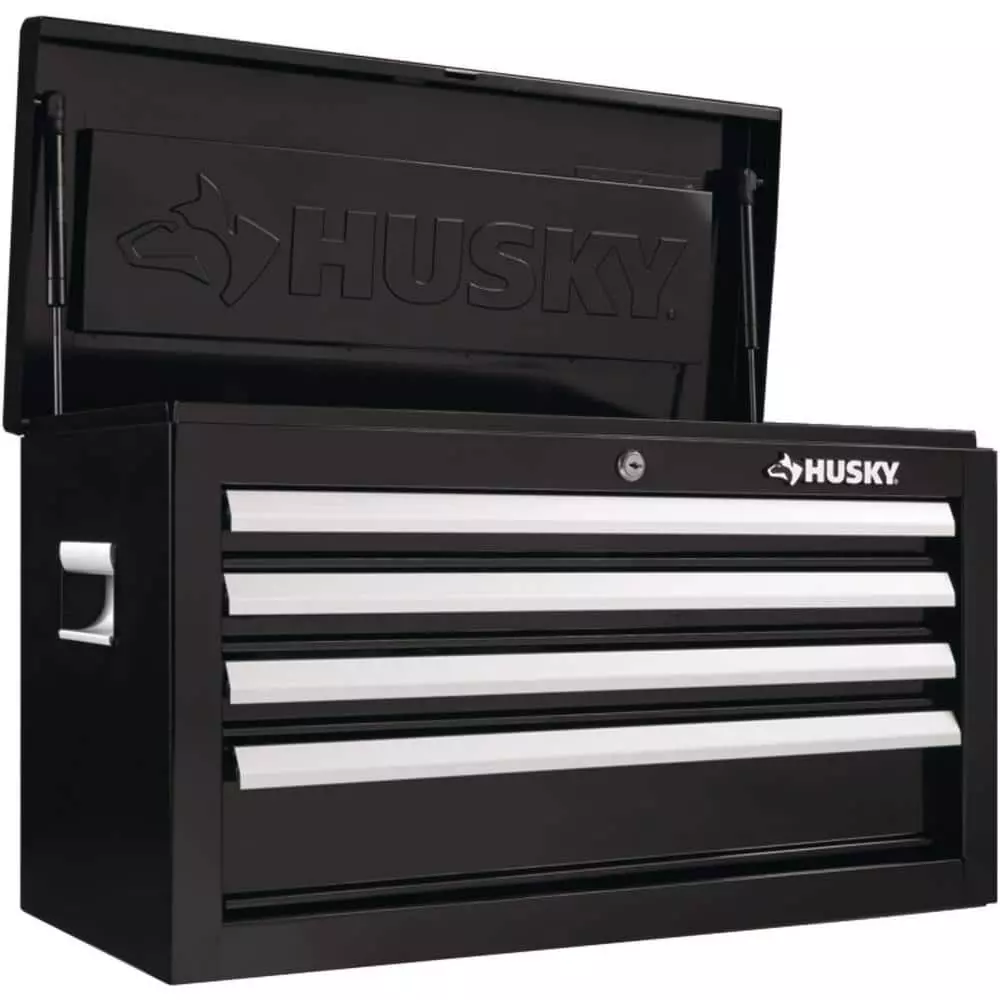 Husky 26 in. W x 12 in. D Standard Duty 4-Drawer Top Tool Chest in Gloss Black 17 Husky 26 in. W x 12 in. D Standard Duty 4-Drawer Top Tool Chest in Gloss Black - Image 15