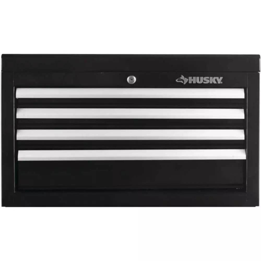Husky 26 in. W x 12 in. D Standard Duty 4-Drawer Top Tool Chest in Gloss Black 5 Husky 26 in. W x 12 in. D Standard Duty 4-Drawer Top Tool Chest in Gloss Black - Image 3