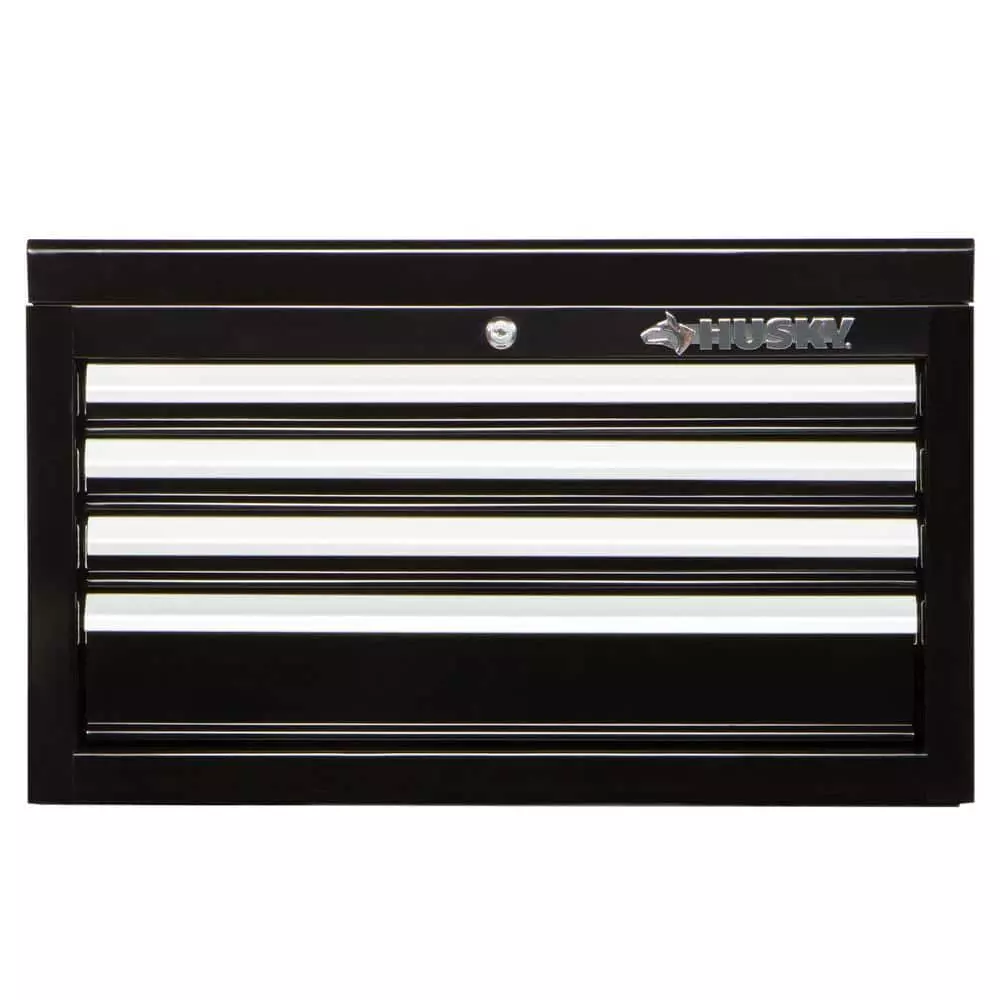 Husky 26 in. W x 12 in. D Standard Duty 4-Drawer Top Tool Chest in Gloss Black 3 Husky 26 in. W x 12 in. D Standard Duty 4-Drawer Top Tool Chest in Gloss Black