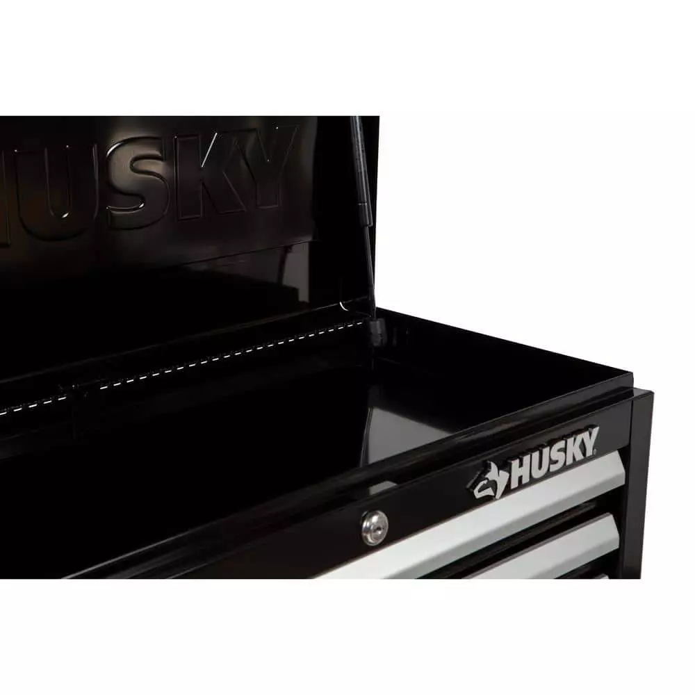 Husky 26 in. W x 12 in. D Standard Duty 4-Drawer Top Tool Chest in Gloss Black 8 Husky 26 in. W x 12 in. D Standard Duty 4-Drawer Top Tool Chest in Gloss Black - Image 6