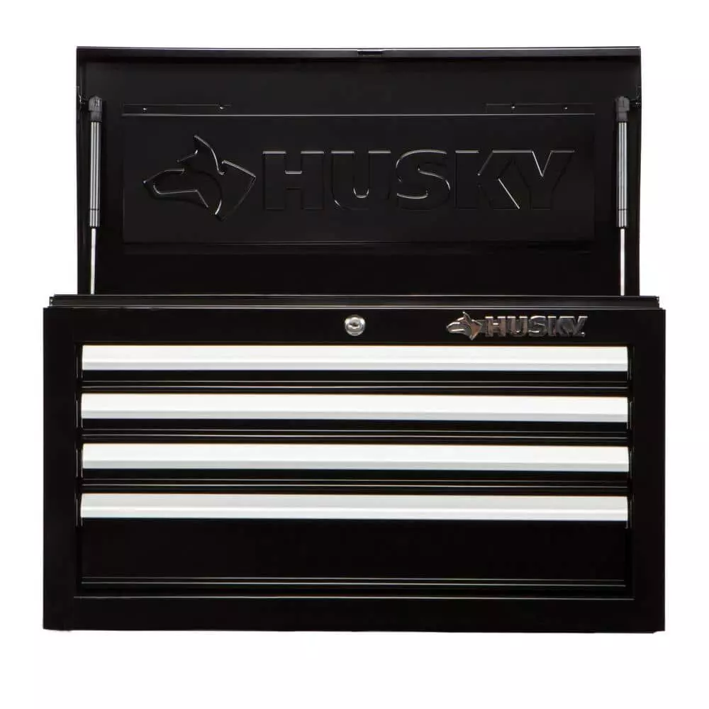 Husky 26 in. W x 12 in. D Standard Duty 4-Drawer Top Tool Chest in Gloss Black 10 Husky 26 in. W x 12 in. D Standard Duty 4-Drawer Top Tool Chest in Gloss Black - Image 8