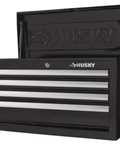 Husky 26 in. W x 12 in. D Standard Duty 4-Drawer Top Tool Chest in Gloss Black 28 Husky 26 in. W x 12 in. D Standard Duty 4-Drawer Top Tool Chest in Gloss Black -Deals Hand Tools Zone Store gloss black husky top tool chests hkst98065bk fa 1000