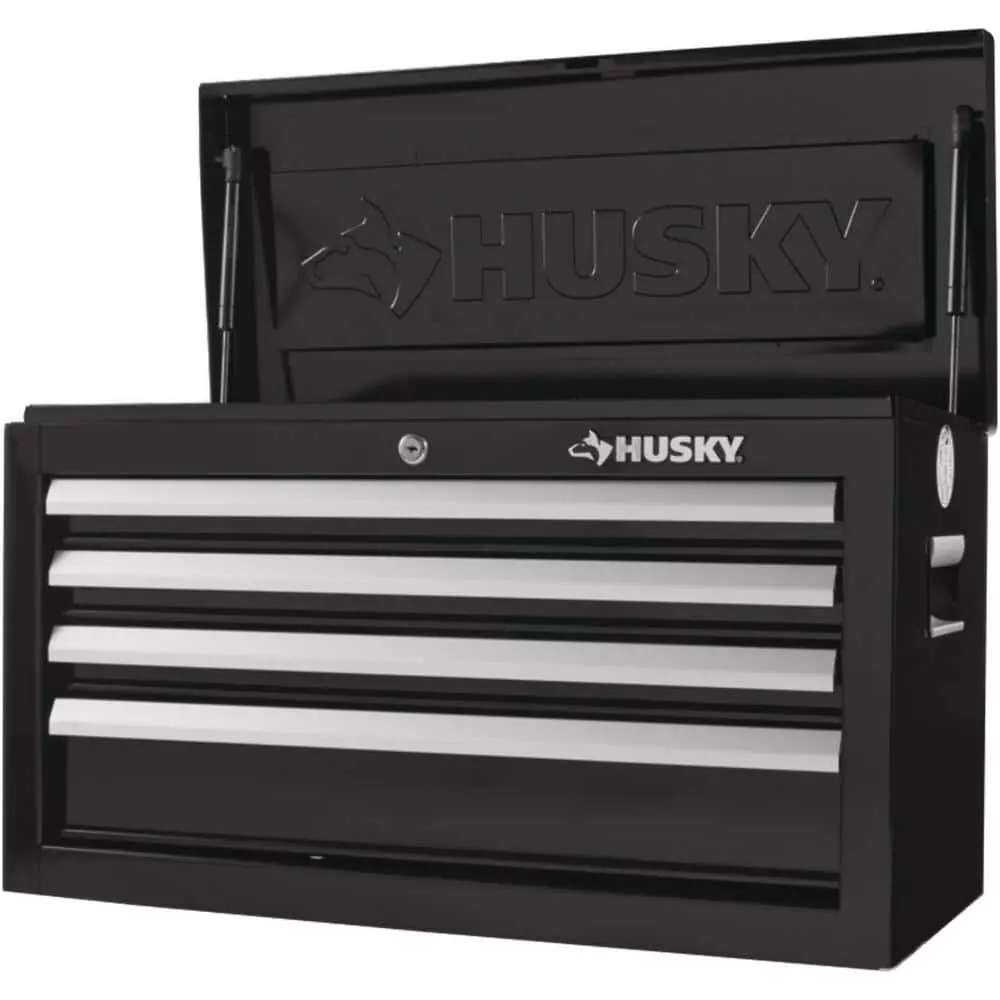 Husky 26 in. W x 12 in. D Standard Duty 4-Drawer Top Tool Chest in Gloss Black 14 Husky 26 in. W x 12 in. D Standard Duty 4-Drawer Top Tool Chest in Gloss Black - Image 12