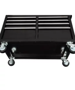 Husky 46 in. W x 24.5 in. D Standard Duty 9-Drawer Mobile Workbench Tool Chest with Solid Wood Top in Gloss Black -Deals Hand Tools Zone Store gloss black with silver trim husky mobile workbenches h46mwc9v2 1d 1000