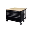 Husky 46 in.W x 51 in. D Standard Duty 9-Drawer Mobile Workbench with Solid Top Full Length Extension Table in Black -Deals Hand Tools Zone Store gloss black with silver trim husky mobile workbenches hotc4609b15m 64 1000
