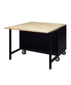 Husky 46 in.W x 51 in. D Standard Duty 9-Drawer Mobile Workbench with Solid Top Full Length Extension Table in Black -Deals Hand Tools Zone Store gloss black with silver trim husky mobile workbenches hotc4609b15m c3 1000