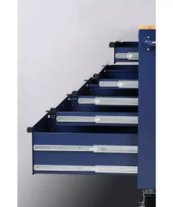 Husky 46 in. W x 24.5 in. D Standard Duty 9-Drawer Mobile Workbench Tool Chest with Solid Wood Top in Gloss Blue -Deals Hand Tools Zone Store gloss blue with silver trim husky mobile workbenches h46mwc9gbv2 40 1000