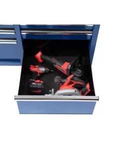 Husky 46 in. W x 24.5 in. D Standard Duty 9-Drawer Mobile Workbench Tool Chest with Solid Wood Top in Gloss Blue -Deals Hand Tools Zone Store gloss blue with silver trim husky mobile workbenches h46mwc9gbv2 4f 1000