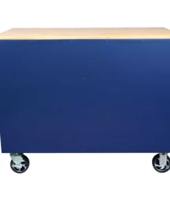 Husky 46 in. W x 24.5 in. D Standard Duty 9-Drawer Mobile Workbench Tool Chest with Solid Wood Top in Gloss Blue -Deals Hand Tools Zone Store gloss blue with silver trim husky mobile workbenches h46mwc9gbv2 77 1000