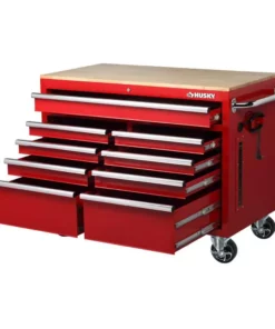 Husky 46 in. W x 24.5 in. D 9-Drawer Gloss Red Deep Tool Chest Mobile Workbench with Hardwood Top 13 Husky 46 in. W x 24.5 in. D 9-Drawer Gloss Red Deep Tool Chest Mobile Workbench with Hardwood Top -Deals Hand Tools Zone Store gloss red husky mobile workbenches h46mwc9rv2 c c3 1000