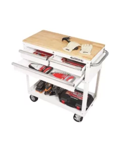 Husky 36 in. 3-Drawer with Solid Wood Top in Gloss White Utility Cart -Deals Hand Tools Zone Store gloss white husky tool carts houc3603bj1 d4 1000