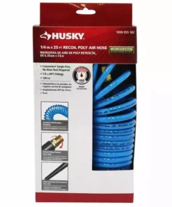 Husky 1/4 in. x 25 ft. Polyurethane Recoil Hose -Deals Hand Tools Zone Store husky air hoses 24 25e ret hom 40 1000