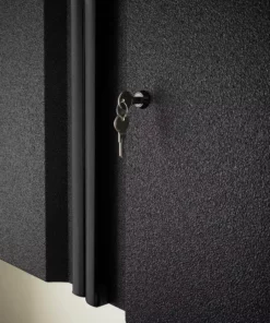 Husky Pro Duty Welded 20-Gauge Steel Wall Mounted Garage Cabinet in Black LINE-X (28 in. W x 22 in. H x 14 in. D) -Deals Hand Tools Zone Store husky black linex husky wall mounted cabinets htc1000010 lx 66 1000