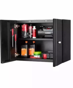 Husky Pro Duty Welded 20-Gauge Steel Wall Mounted Garage Cabinet in Black LINE-X (28 in. W x 22 in. H x 14 in. D) -Deals Hand Tools Zone Store husky black linex husky wall mounted cabinets htc1000010 lx a0 1000