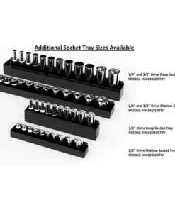 Husky 13 in. W Magnetic 3/8 in. and 1/2 in. Drive Shallow Socket Tray Holder, 2-Pack -Deals Hand Tools Zone Store husky garage cabinet accessories hm12sscktry2pk 4f 1000