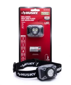Husky 500-Lumens Dual Beam LED Headlamp 5 modes Impact and Water Resistant with Batteries -Deals Hand Tools Zone Store husky headlamps hsk1pk500lhl 1f 1000
