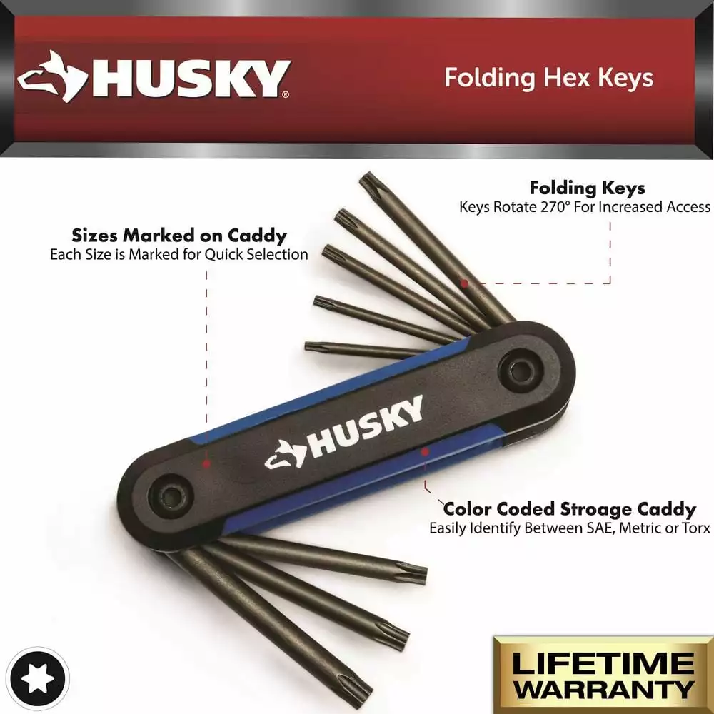 Husky SAE/Metric Folding Hex Key Set With Bonus Torx Set (3-Piece) 6 Husky SAE/Metric Folding Hex Key Set With Bonus Torx Set (3-Piece) - Image 4