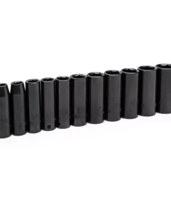 Husky 1/2 in. Drive Impact Socket Set, SAE in Blow Molded Case (11-Piece)