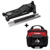 Husky 3-Ton Low Profile Floor Jack with Quick Lift with 14 in. 13 Pocket Rolling Tool Bag