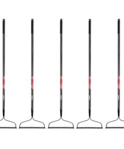 Husky 5-Piece 57 in. Fiberglass Handle 16-Tines Bow Rake Garden Tool Set
