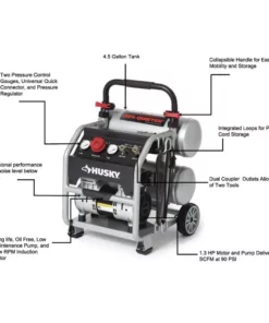 Husky 4.5 Gal. Portable Electric-Powered Silent Air Compressor -Deals Hand Tools Zone Store husky portable air compressors 3320445 31 1000