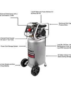 Husky 20 Gal. Vertical Electric-Powered Silent Air Compressor -Deals Hand Tools Zone Store husky portable air compressors 3332013 76 1000