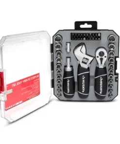 Husky 1/4 in. and 3/8 in. Stubby Ratchet and Socket Set (46-Piece)