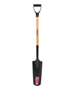 Husky 28 in. D-Grip short Wood Handle Steel Drain Spade