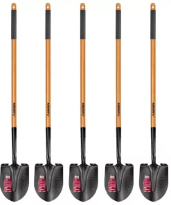 Husky 5-Piece 47 in. L Wood Handle Carbon Steel Digging Shovel with Grip Garden Tool Set