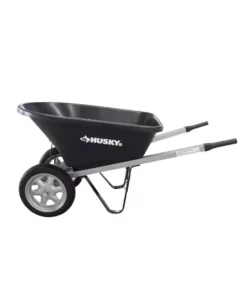 Husky 6 cu. ft. Poly Wheelbarrow with Dual Flat Free Tires