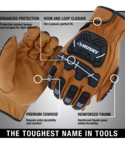 Husky Large Premium Grain Cowhide Leather Heavy Duty Impact Work Glove -Deals Hand Tools Zone Store husky work gloves hk84016 lcc6 c3 1000