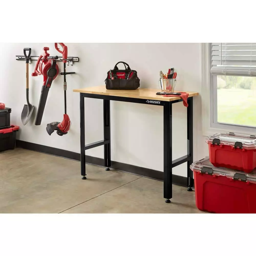 Husky 4 ft. Solid Wood Top Workbench in Black 4 Husky 4 ft. Solid Wood Top Workbench in Black - Image 2