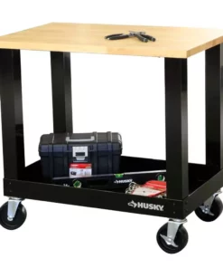 Husky 3 ft. Portable Solid Wood Top Workbench with Casters in Black -Deals Hand Tools Zone Store husky workbenches g3600s us 40 1000