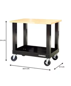 Husky 3 ft. Portable Solid Wood Top Workbench with Casters in Black -Deals Hand Tools Zone Store husky workbenches g3600s us 76 1000