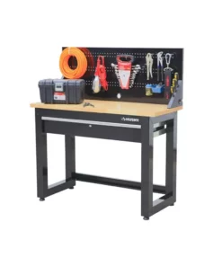 Husky 4 ft. Solid Wood Top Workbench in Black with Pegboard and 1 Drawer -Deals Hand Tools Zone Store husky workbenches g4801s us 4f 1000