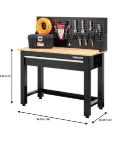 Husky 4 ft. Solid Wood Top Workbench in Black with Pegboard and 1 Drawer -Deals Hand Tools Zone Store husky workbenches g4801s us 76 1000