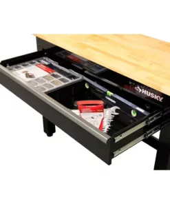 Husky 4 ft. Solid Wood Top Workbench in Black with Pegboard and 1 Drawer -Deals Hand Tools Zone Store husky workbenches g4801s us a0 1000