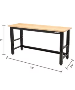 Husky 6 ft. Adjustable Height Solid Wood Top Workbench in Black for Ready to Assemble Steel Garage Storage System -Deals Hand Tools Zone Store husky workbenches g7200s us a0 1000