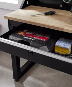 Husky 6 ft. Solid Wood Top Workbench in Black with Pegboard and 2 Drawers -Deals Hand Tools Zone Store husky workbenches g7202s us 40 1000