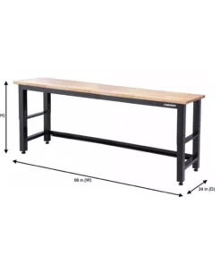 Husky 8 ft. Adjustable Height Solid Wood Top Workbench in Black for Ready to Assemble Steel Garage Storage System -Deals Hand Tools Zone Store husky workbenches g9600 us1 a0 1000