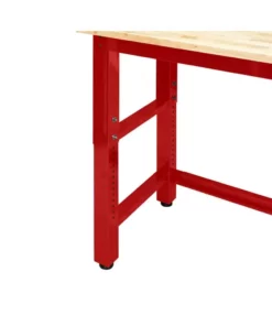 Husky 8 ft. Adjustable Height Solid Wood Top Workbench in Red for Ready to Assemble Steel Garage Storage System -Deals Hand Tools Zone Store husky workbenches g9600r us1 77 1000