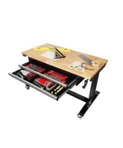 Husky 46 in. Adjustable Height Work Table with 2-Drawers in Black -Deals Hand Tools Zone Store husky workbenches holt4602b12 40 1000