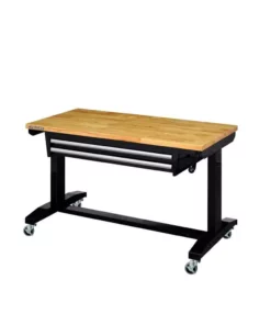 Husky 46 in. Adjustable Height Work Table with 2-Drawers in Black