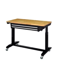 Husky 46 in. Adjustable Height Work Table with 2-Drawers in Black -Deals Hand Tools Zone Store husky workbenches holt4602b12 66 1000