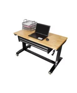 Husky 46 in. Adjustable Height Work Table with 2-Drawers in Black -Deals Hand Tools Zone Store husky workbenches holt4602b12 77 1000