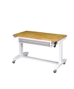 Husky 46 in. Adjustable Height Work Table with 2-Drawers in White