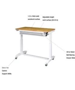 Husky 46 in. Adjustable Height Work Table with 2-Drawers in White 20 Husky 46 in. Adjustable Height Work Table with 2-Drawers in White -Deals Hand Tools Zone Store husky workbenches holt4602bj2 a0 1000