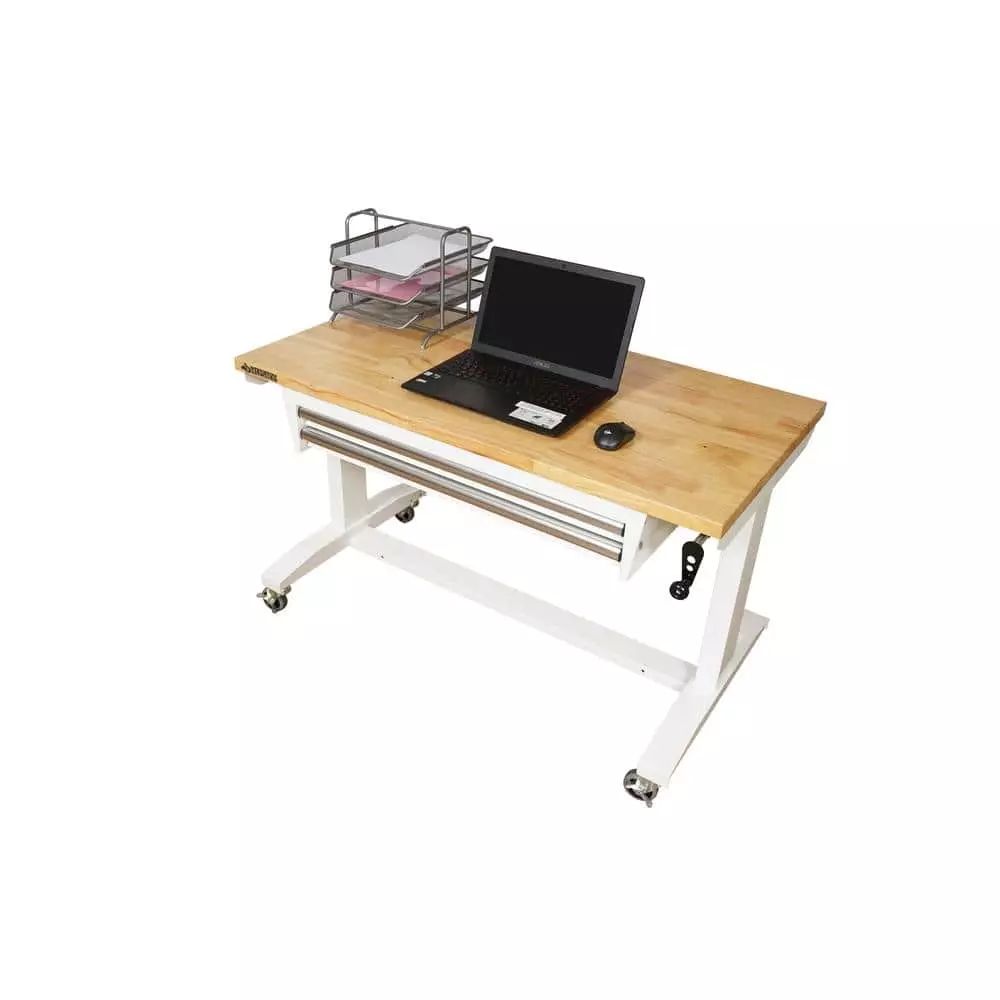 Husky 46 in. Adjustable Height Work Table with 2-Drawers in White 10 Husky 46 in. Adjustable Height Work Table with 2-Drawers in White - Image 8